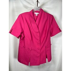 Allison Woods Hot Pink Short Sleeve Blazer Jacket Plus Size 22W 4-1468-0